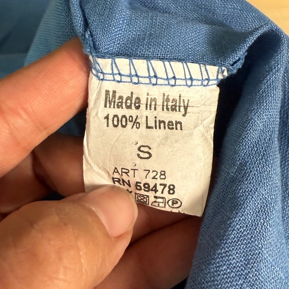 Terzo Millennio Light Blue Italian Linen Shirt Tunic - {Small} - Picture 4 of 7